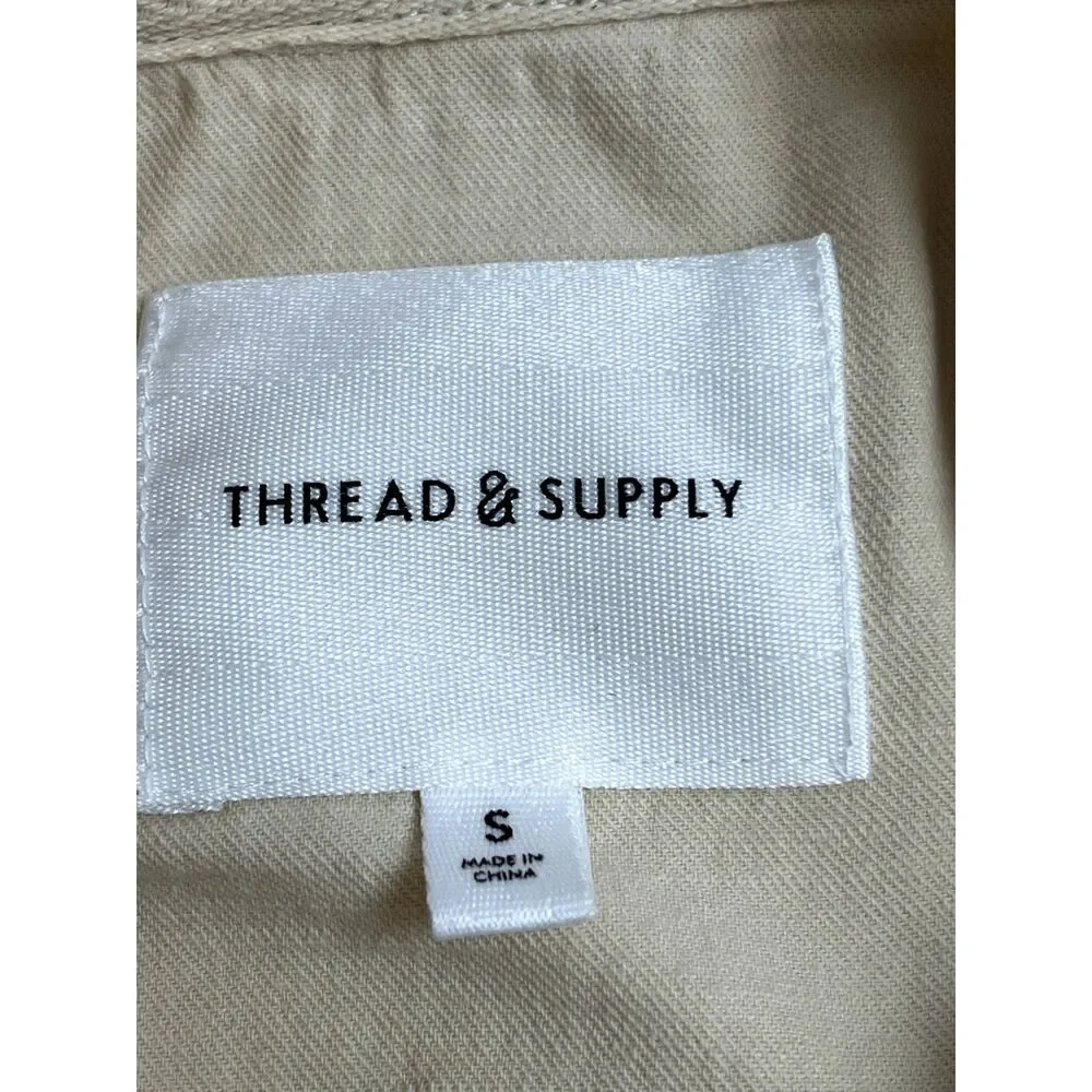 Thread & Supply Corduroy Beige Cream Shacket Shirt Jacket Size S Utility Unisex